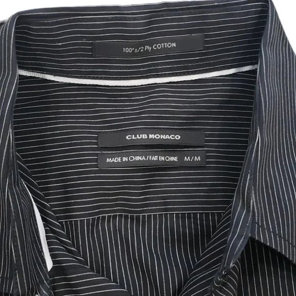 Club Monaco Black Striped Cotton Shirt M - Picture 3 of 3
